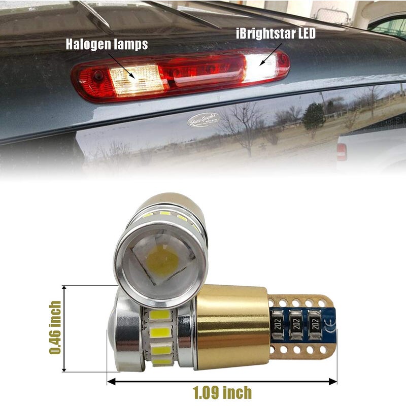 iBrightstar 12-24V Super Bright 194 912 921 168 175 2825 W5W T10 LED Bulbs with projectors for Car Truck 3rd Brake Lamp Cargo Lights, White/Red - Image 3